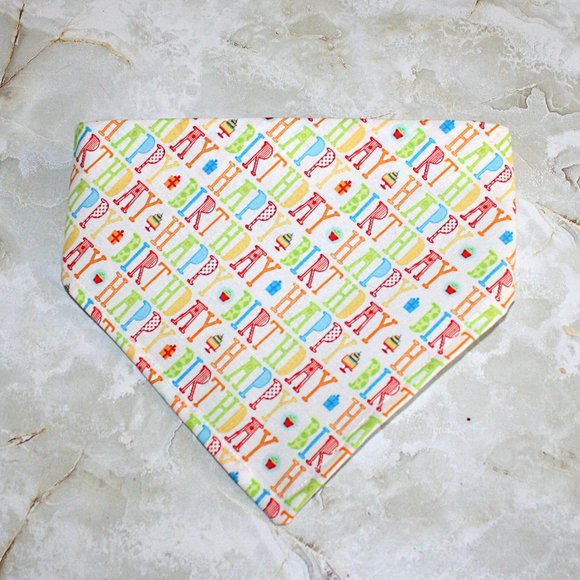 Hand Crafted Cat Hand Crafted Happy Birthday Cat Bandana Velcro